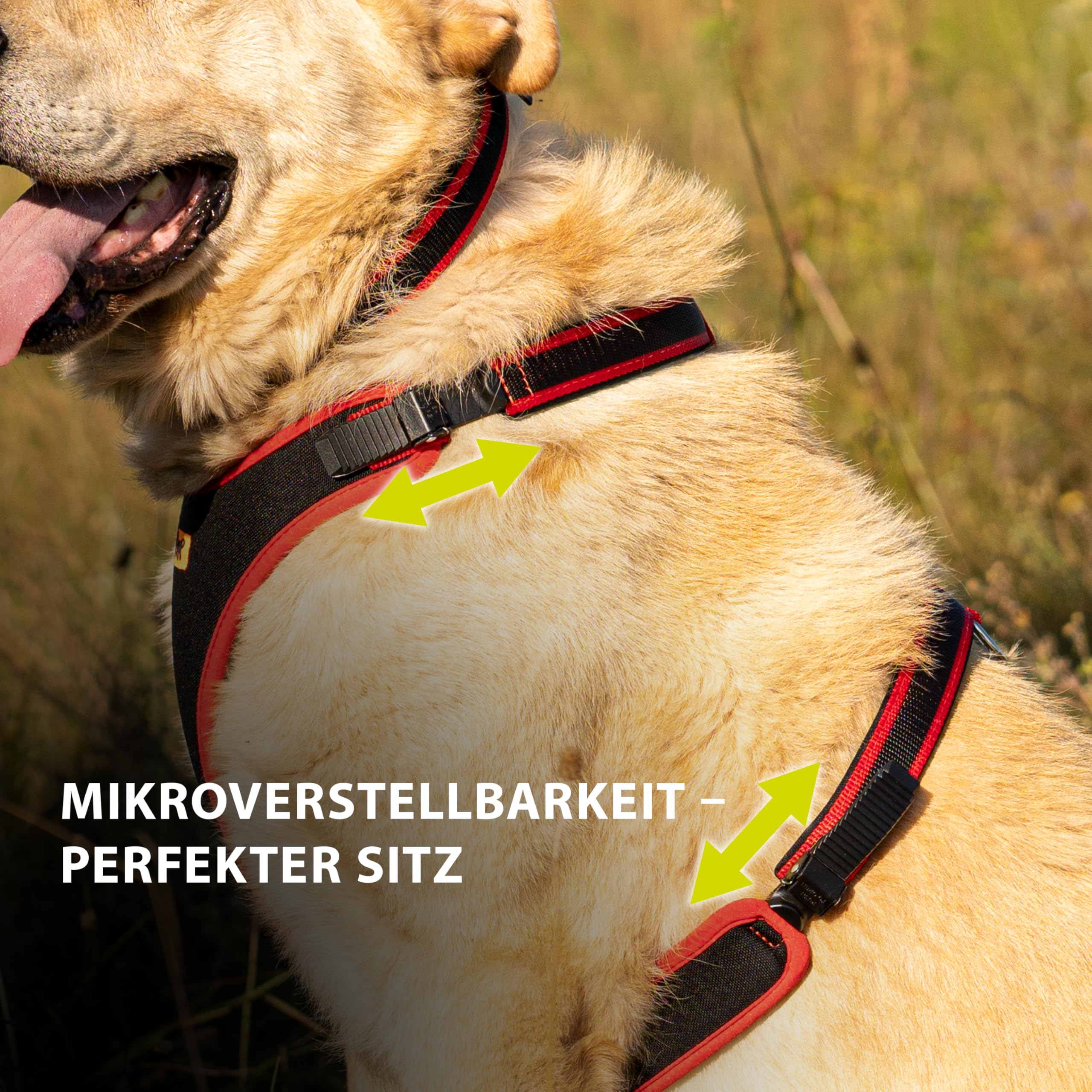 Ferplast Hundegeschirr für große Hunde ERGOCOMFORT, verstellbar, komfortabel, gepolstert, mit Schnellverschluss, Größe L, max. 40 kg. Rot