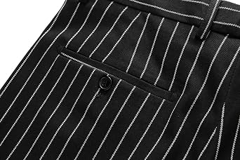 MOGU Mens Striped Slim Fit Dress Pants Lightweight Flat Front Pinstripe Suit Trousers, Business Casual Slacks