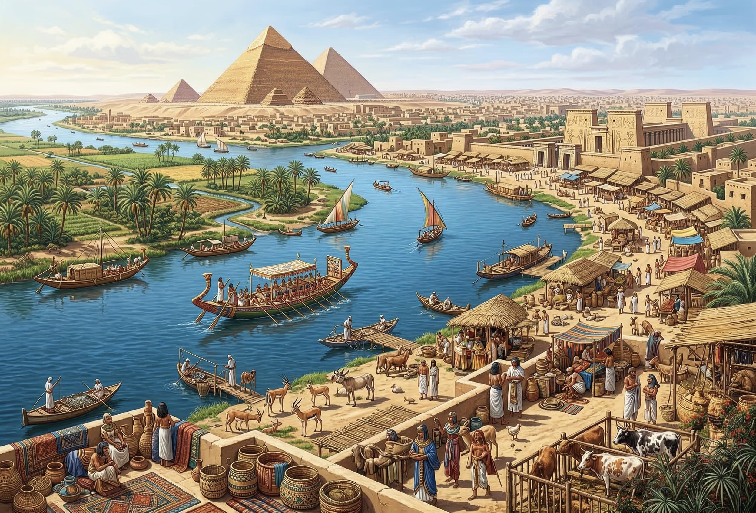 Egypt Nile River Pyramids Puzzle 1000 Pieces, Rainy Day Brain Teaser