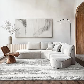 Area Rugs 6x9 for Living Room Bedroom Machine Washable Large Gray Area Rug Abstract Soft Throw Rug, Indoor Floor Cover, Lightweight Non Slip Backing Thin Rug