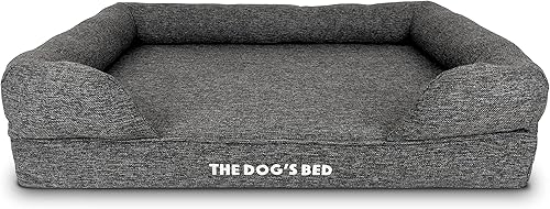 Miniatura 98 de The Dog's Bed, felpa gris XL, espuma viscoelástica sólida, alivio del dolor: artritis, displasia de cadera y codo, poscirugía, cojera, apoyo, negro,
