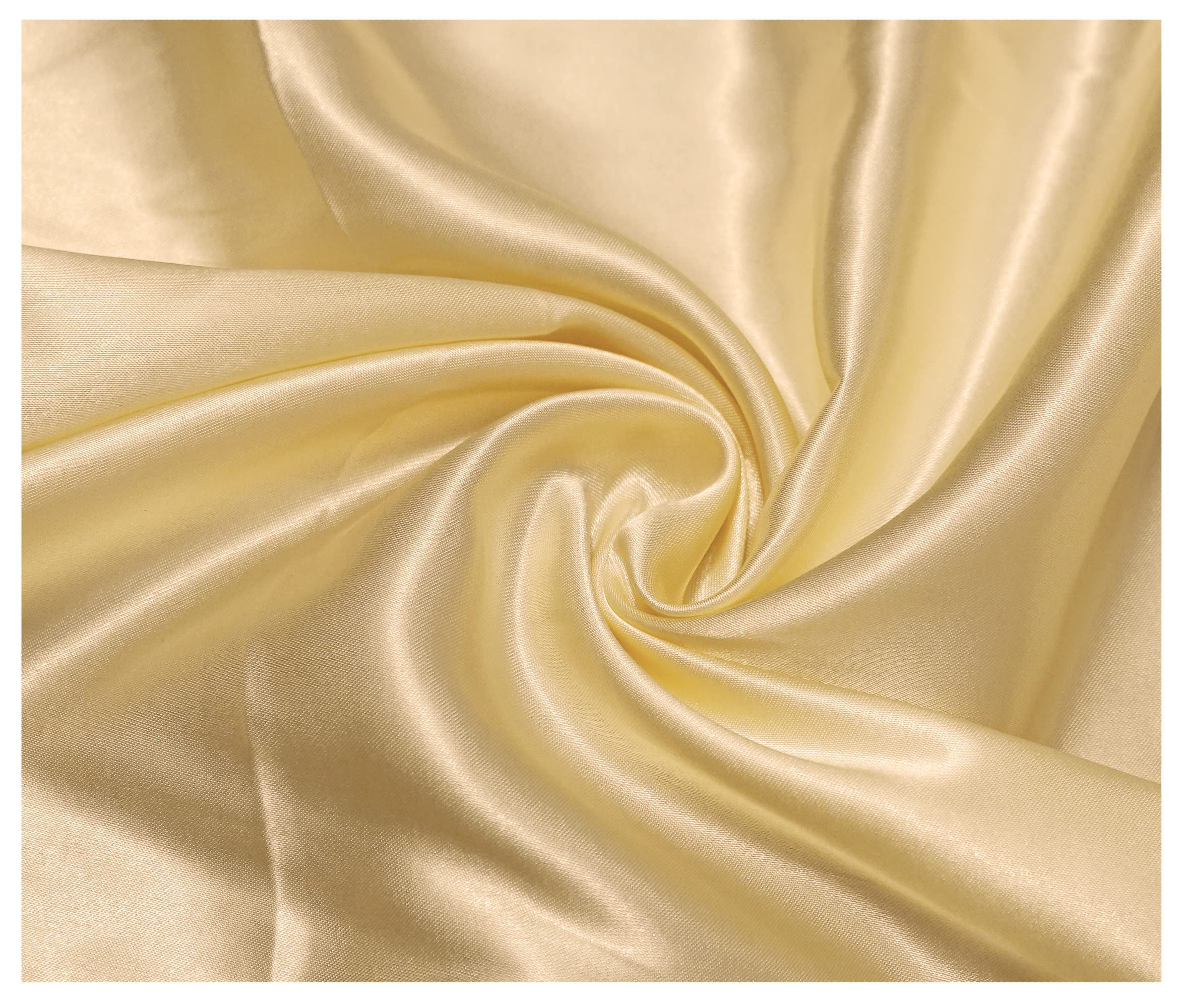 Silky Satin Polyester Fabric for Dressmaking Wedding Crafts Quilting Sewing 150cm Wide (200 x 150cm / 79" x 60", Lemon)