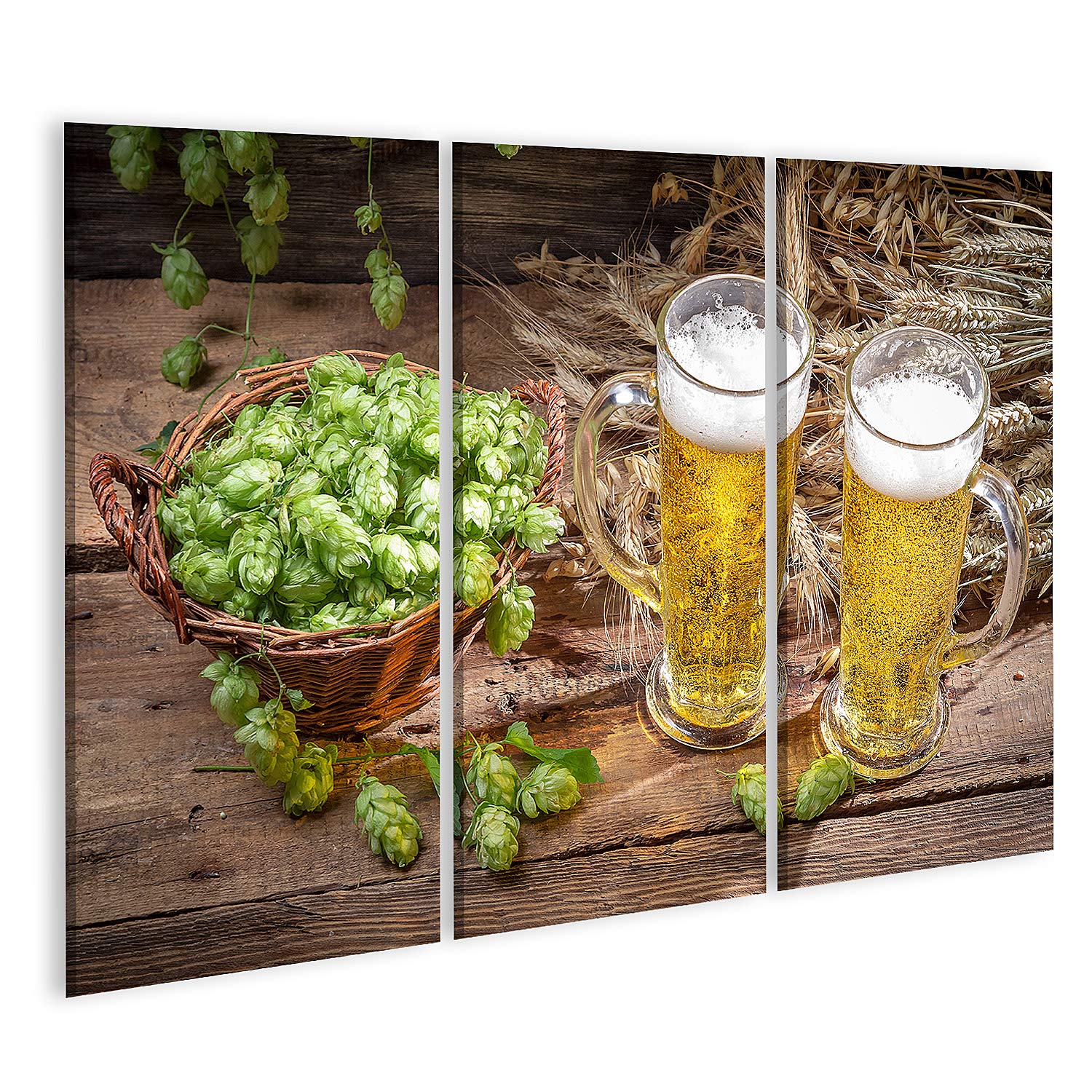 islandburner Cuadro en Lienzo Cerveza Fría Rodeada De Bolsas De Lúpulo