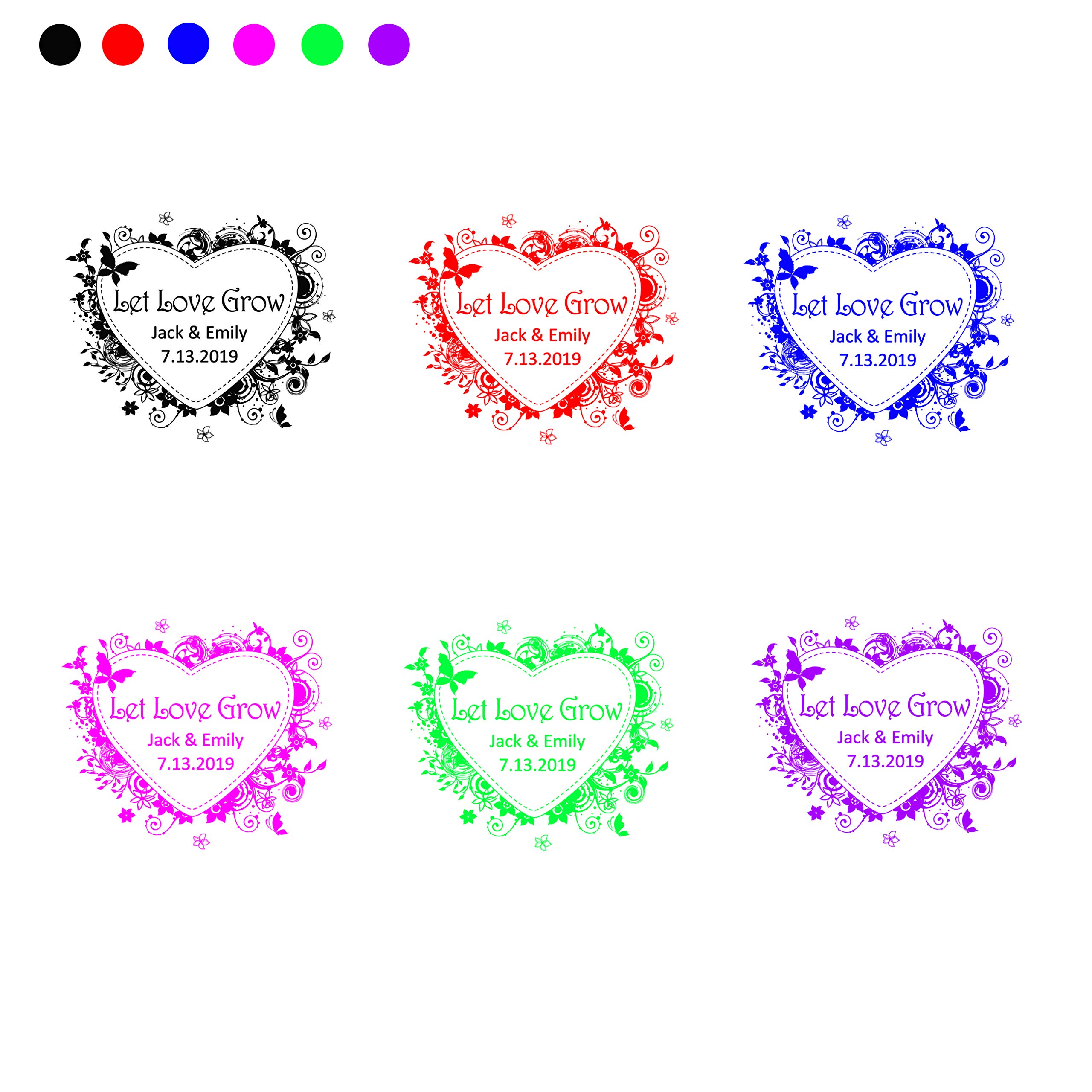 Butterfly Return Address Stamp - Self Inking Circular Stamper 1.65 Inch Diameter