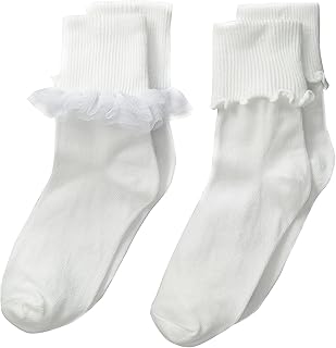 Girls' Ruffle & Ripple Edge Turn Cuff Socks 2 Pair Pack
