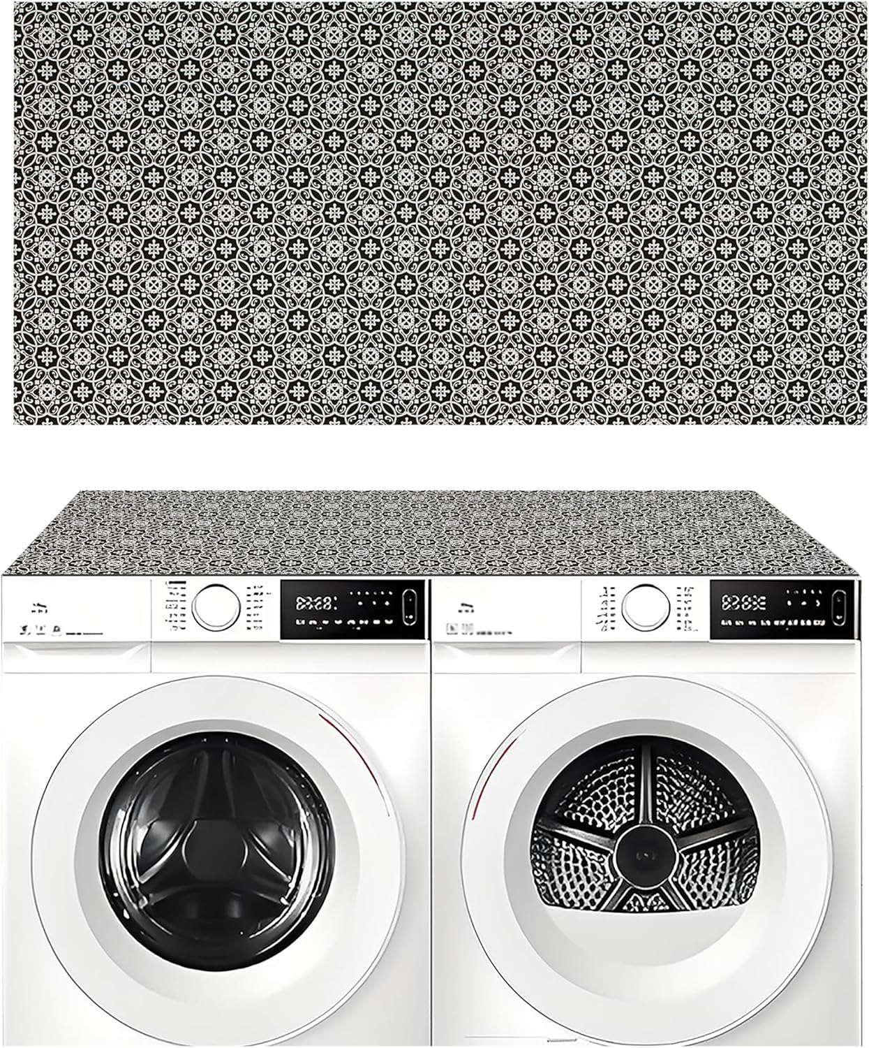 Washer and Dryer Covers for the Top 2PC, 27"x27" Gray Laundry Topper for Washer and Dryer Top Protector Mat Diatomite, Non Slip Dust Proof Quick Dry Washing Machine Cover Kitchen Laundry