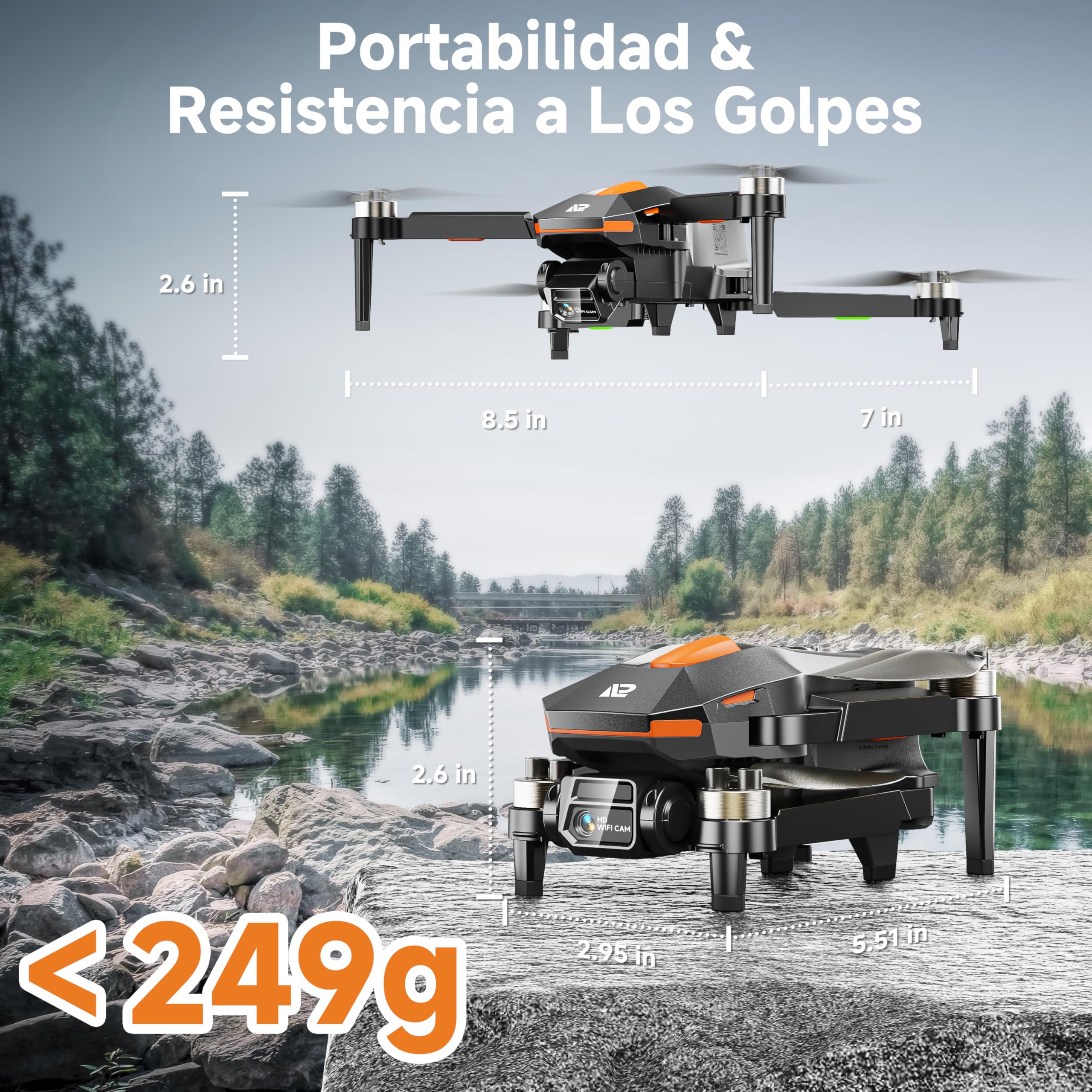 PLEGBLE Drone con Cámara para Niños y Adultos, Motor sin Escobillas, Mini Dron FPV RC con WiFi, Vuelo Acrobático 3D, Modo sin Cabeza, Trayectoria de Vuelo, Juguete y Regalo para Principiantes y Niños