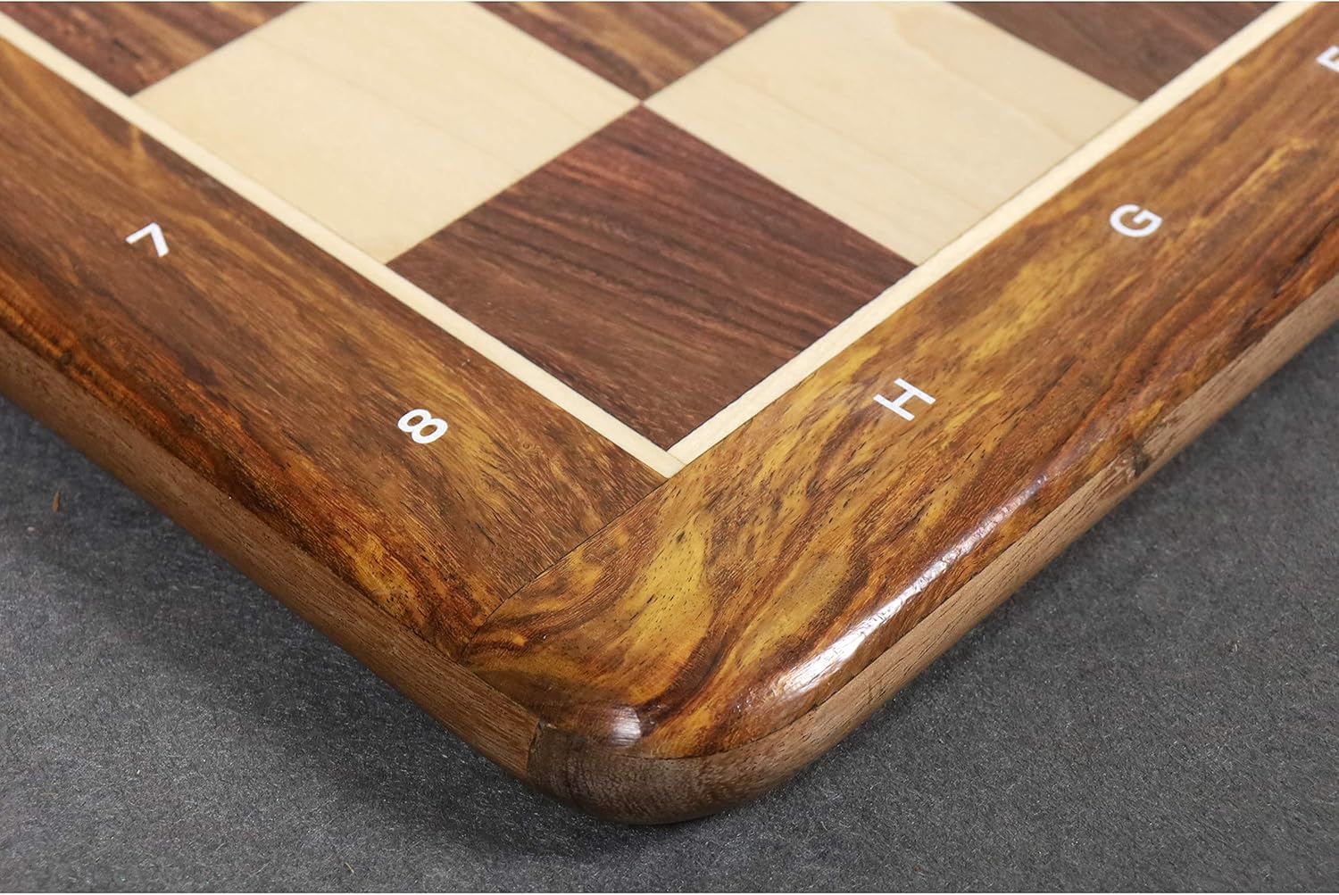 RoyalChessMall- 21" Large Chess Board - Golden Rosewood & Maple - 55 mm Square- Algebraic Notations