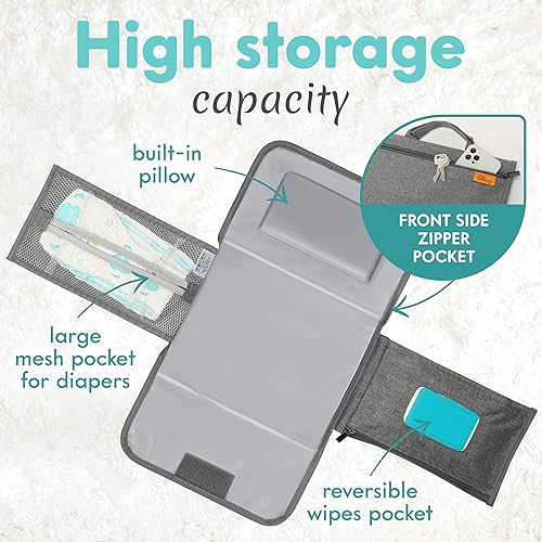Miniatura 2 de Kopi Baby Cambiador de pañales portátil, bolsa de viaje para cambiador de pañales para bebé con bolsillo para toallitas, cambiador portátil de