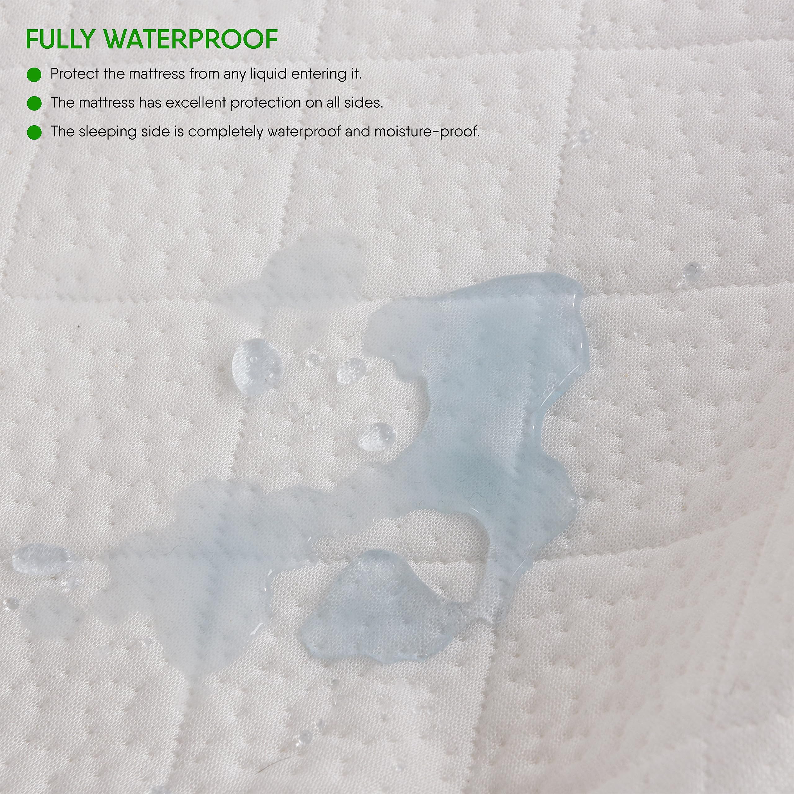 HADI LONDON Bamboo Waterproof Mattress Protector for Single Double King Size Bed Ultra Soft Breathable Anti Allergy Quilted Super King Mattress Cover with 30 cm Deep Fitted Pocket (White - Image 4
