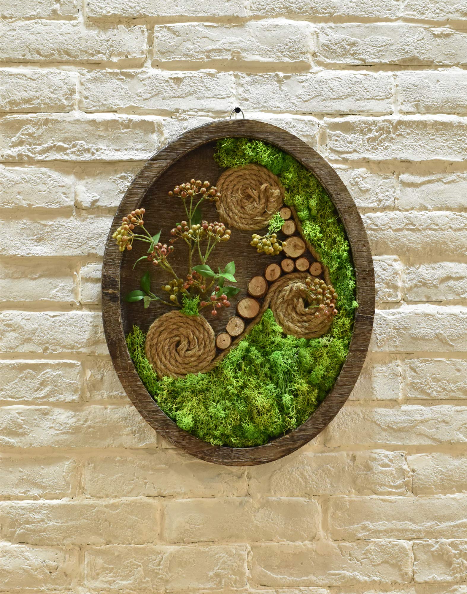 YataiWall Art Natural Wooden Frame Wall Hanging Frame With Artificial Succulent Plants Fake Flowers Arrangement