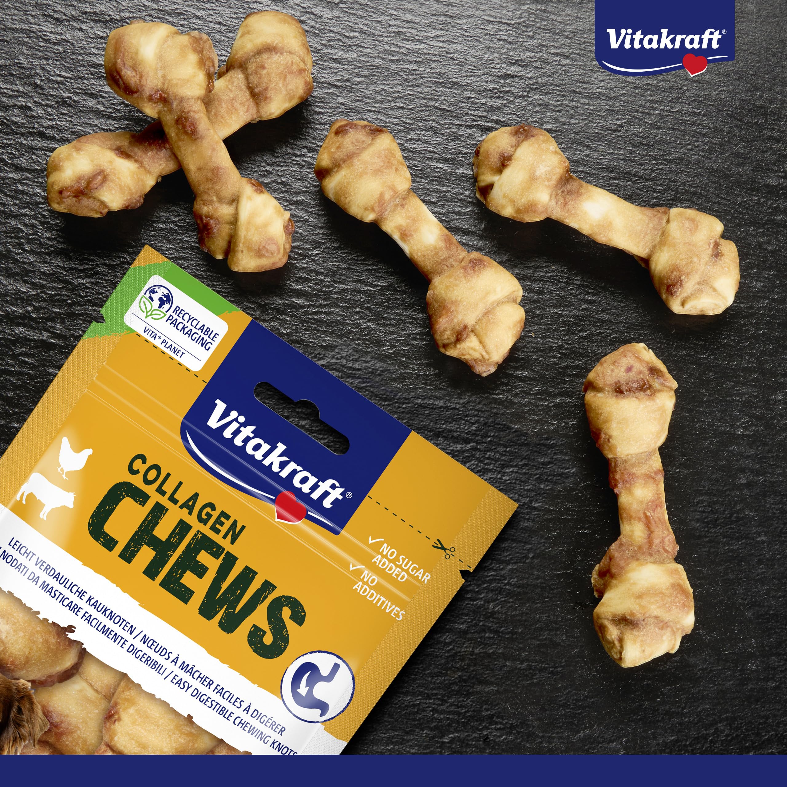 Vitakraft Collage Chews masticatori per cani con collagene e pollo 80g