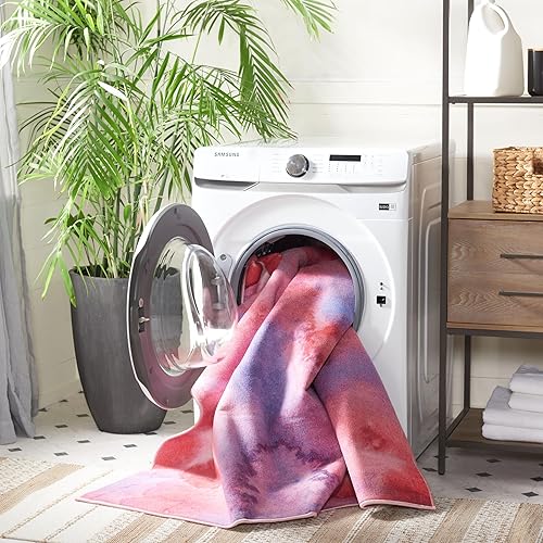 Miniatura 2 de SAFAVIEH Paint Brush Collection - Alfombra de pasillo, 2.2 x 8 pies, fucsia y lavanda, no desprende pelusa, lavable a máquina y antideslizante,