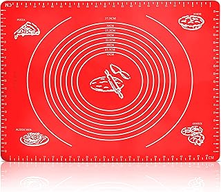 Belmalia Grande Tapis de Pâtisserie, de Cuisson, de Rolleau Résistant à la Chaleur, Silicone pour Votre Pizza, Pâte, Fondant, Cuisine 50x40cm Rouge