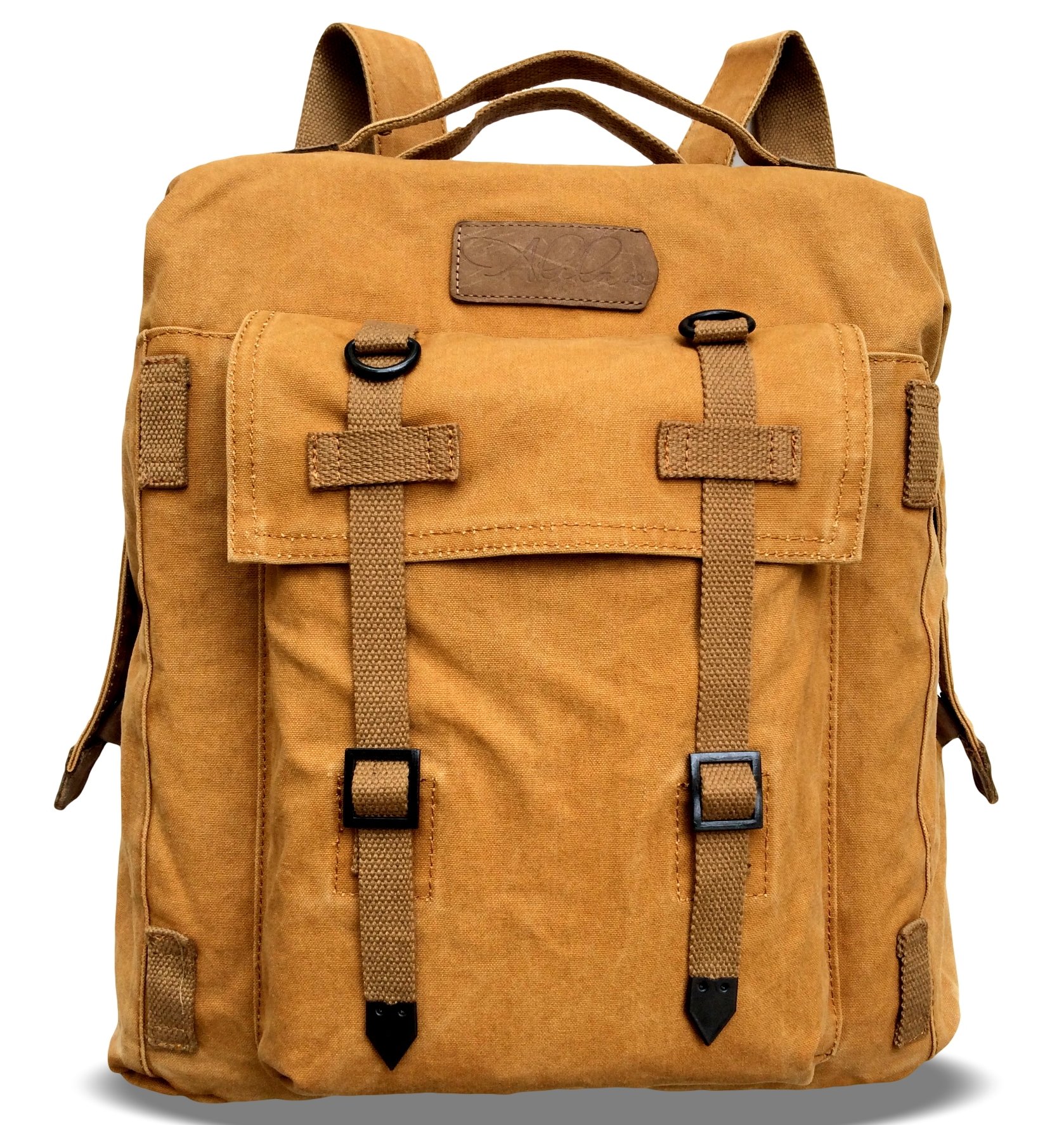 Heavy Duty Canvas Backpack / Rucksack, Dual Use, Vintage Style, 16 Inch, Brown, Unisex