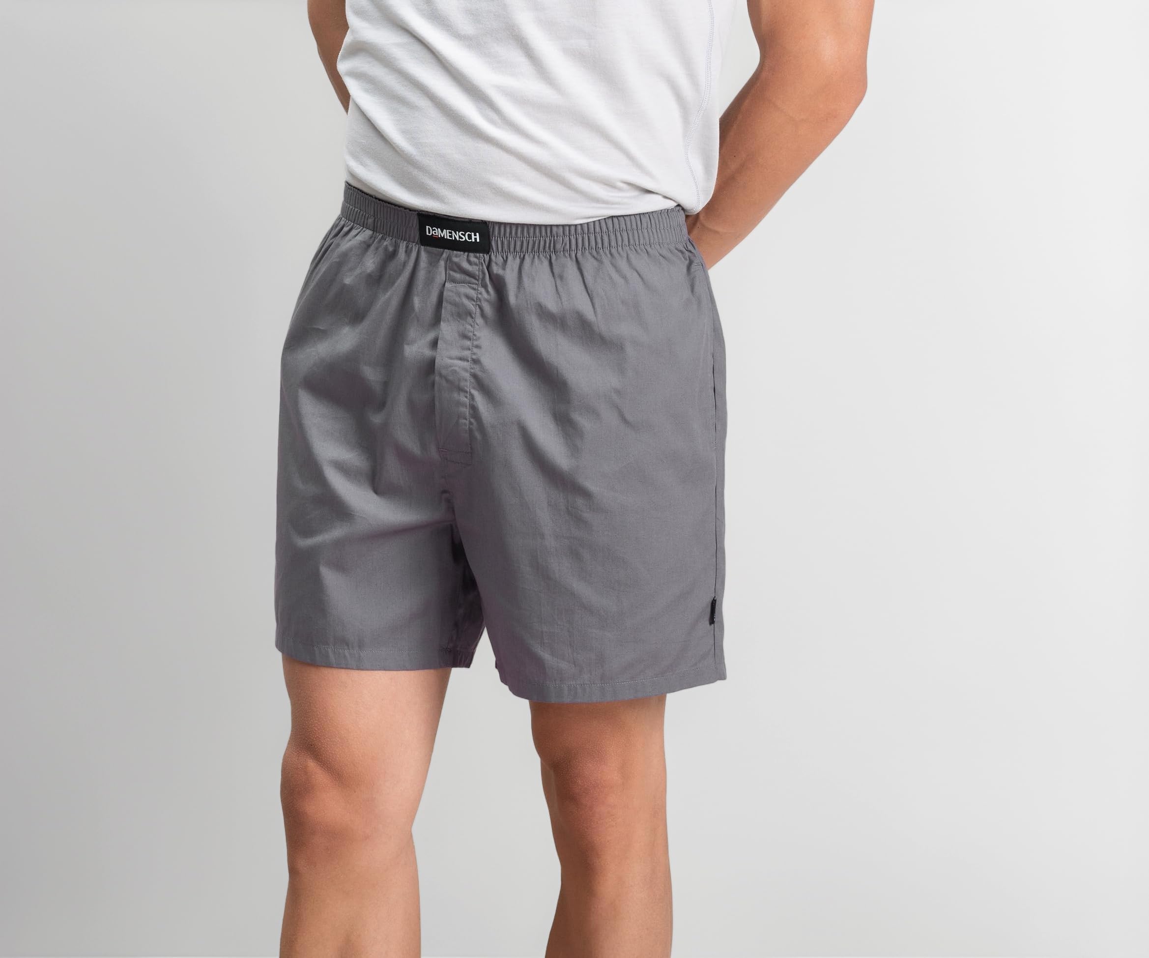 - Regular Fit Solid 100% Soft & Durable Cotton Boxer Shorts Dual Pockets Anti-Bacterial Moisture Wicking Microfibre Waistband Ultra-Light Boxers for Men