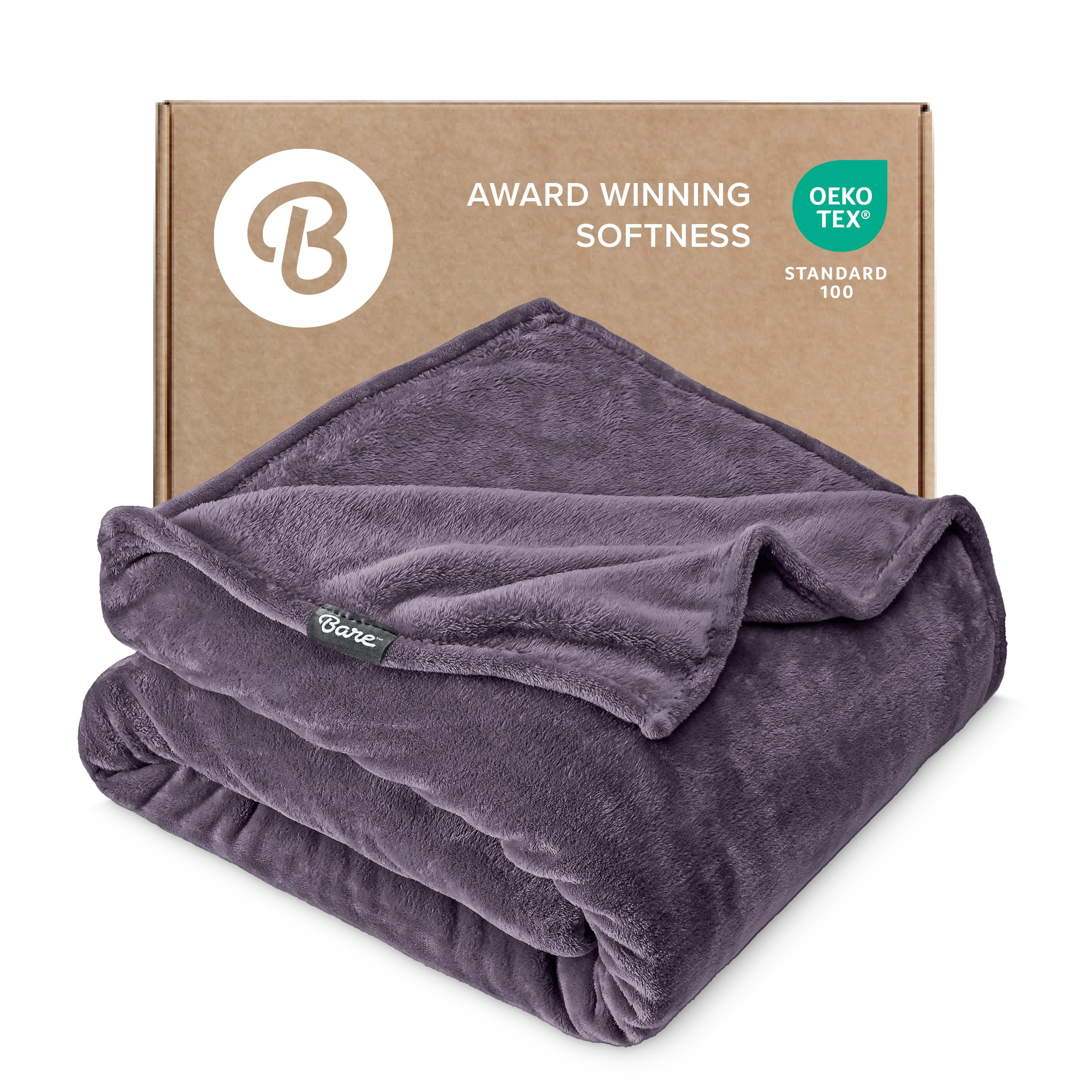 Bare Home Fleece Blanket Luxury Microplush (Twin/Twin XL, Eggplant)