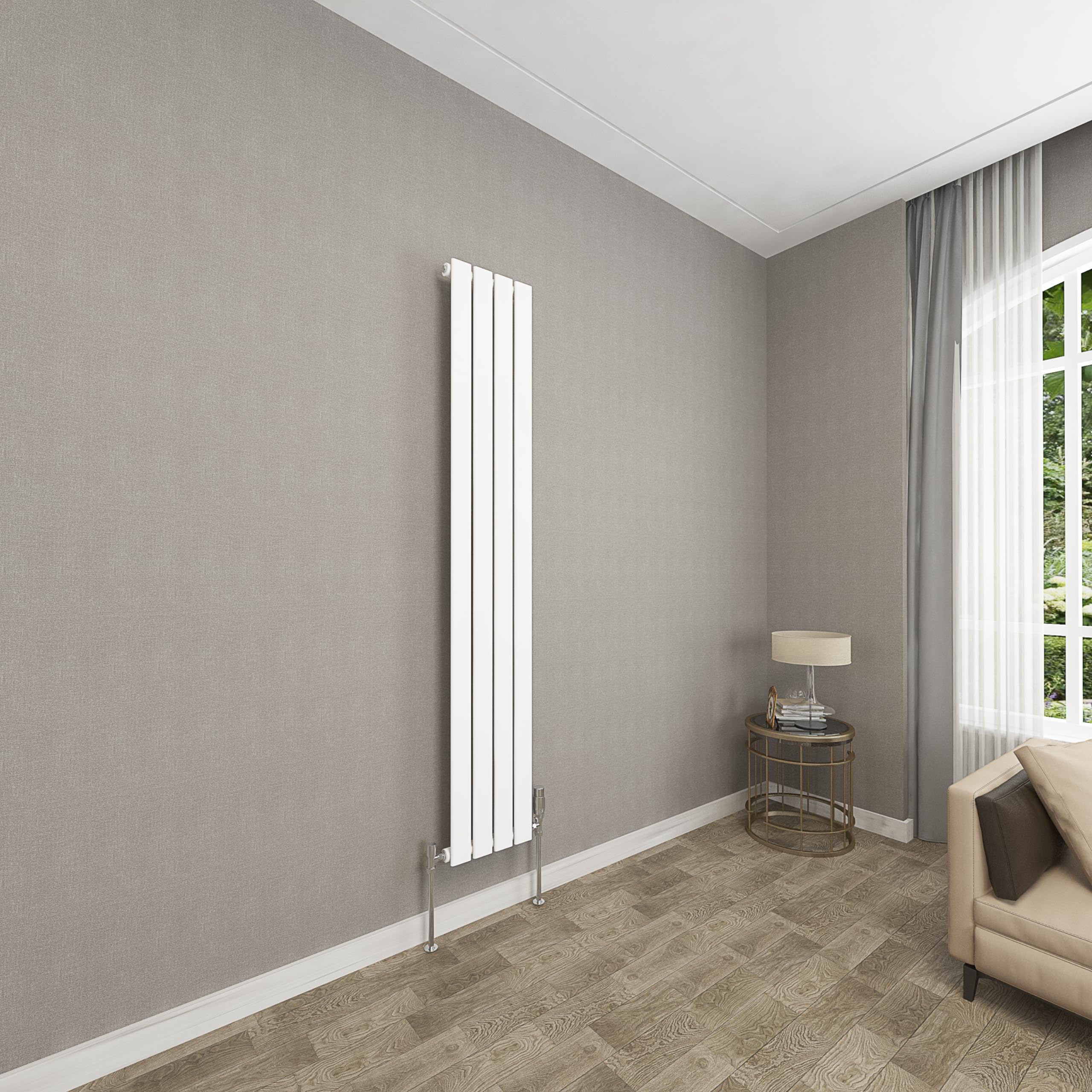 Sky Bathroom White | 1600X272mm Vertical Designer Radiators Flat Panel Single Panel Central Heating Radiator