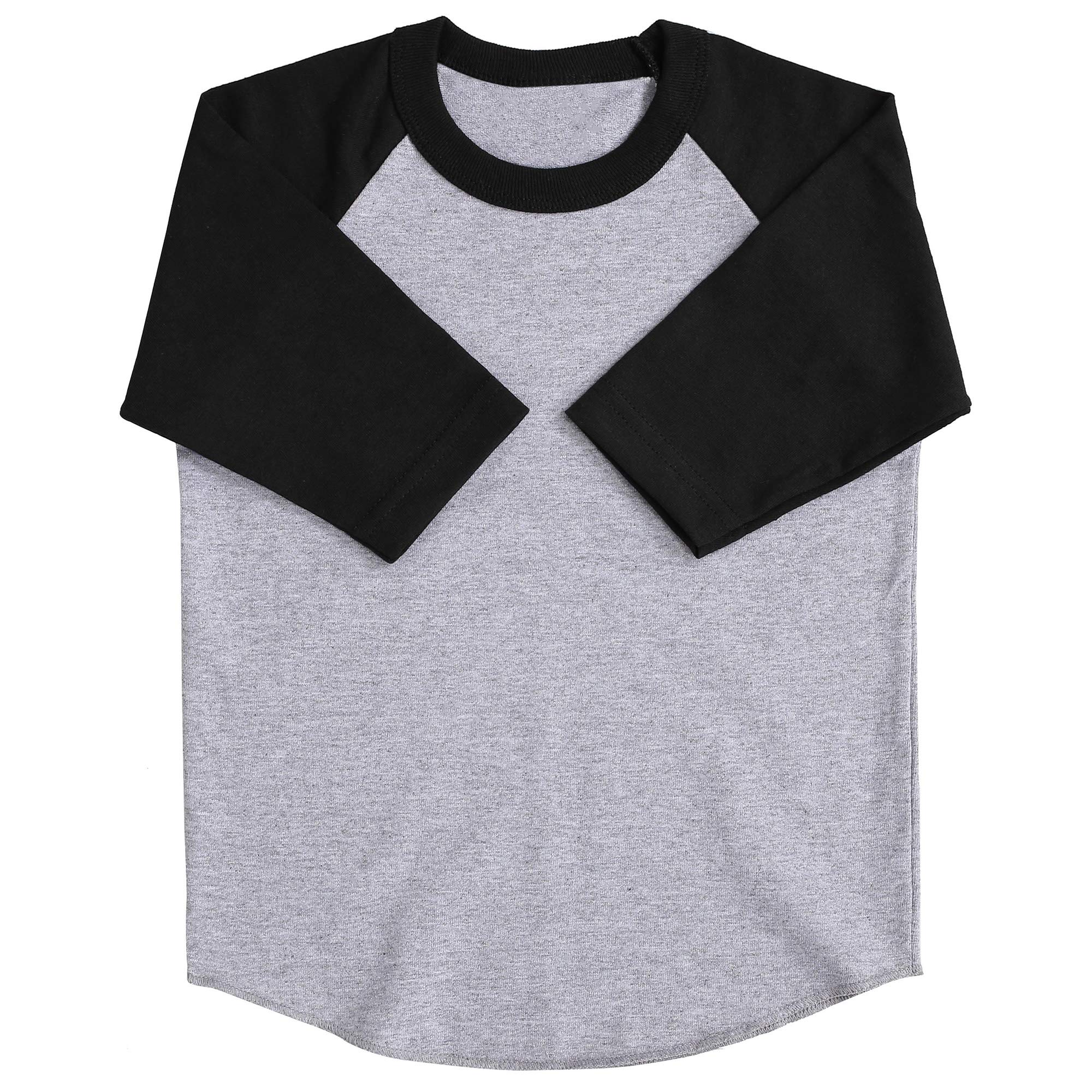 Hat and Beyond Kids Raglan 3/4 Sleeves Baseball T Shirts Baby (XS (3-4 Yrs 4T), 5ks01_Gray/Black)