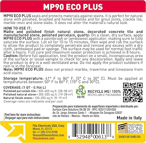 Miniatura 8 de FILA Surface Care Solutions MP90 ECO Plus Sellador penetrante de alto rendimiento, 1 galón