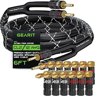 GEARit 6ft 12 AWG Y Speaker Wire & 12 Rt Angle Banana Plug