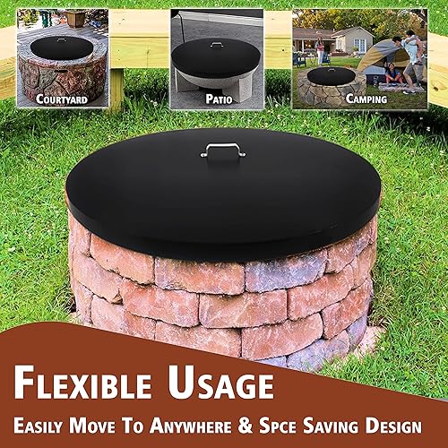 Miniatura 5 de Simond Store Cubierta para hoguera  Anillo de acero con tapa para ahumador de 36 pulgadas de diámetro  Tapa para brasero  0.079in de grosor  Tapa de