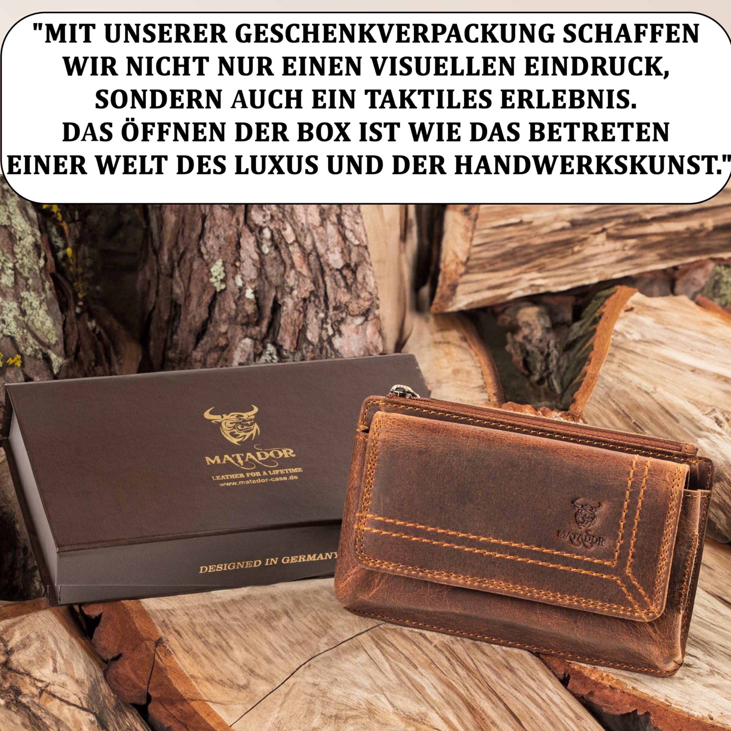 MATADOR 2in1 Echtleder Handytasche Gürtel mit Reißverschlussfach #Brisbane, mit edler Geschenkbox und RFID Schutz, Elegante Handy Gürteltasche Leder für Smartphone bis 6,1 Zoll