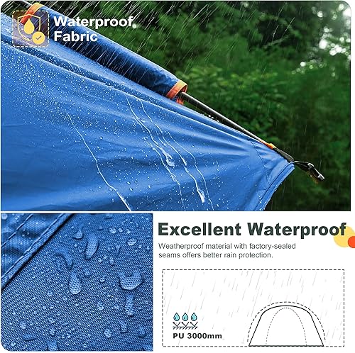 Miniatura 4 de GoHimal Tienda de campaña SUV para camping, impermeable PU3000mm espacioso diseño de doble capa para 5-8 personas, incluye lluvia y bolsa de