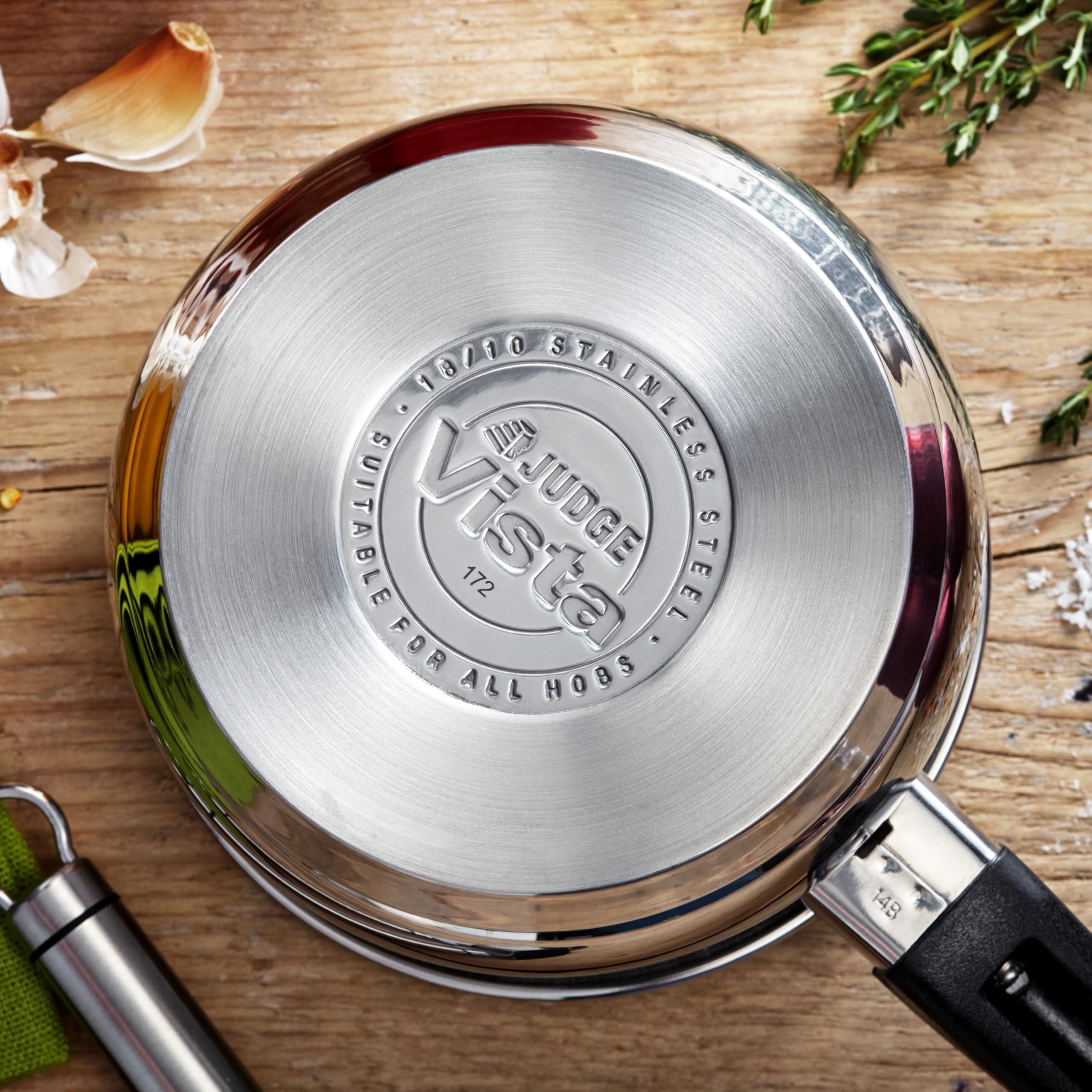 Judge Vista Topfset aus Edelstahl, 3-Teiliges Kochtopf Set, 14cm, 16 cm & 18 cm Töpfe, Bruchsicherer Glasdeckel mit Dampfventilen, Induktionsgeeignet, Backofenfest