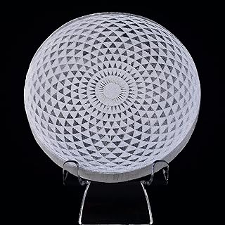 AMOYSTONE 4" Round Selenite Plate Flower Etched Selenite Slab for Cleansing Charging Crystals