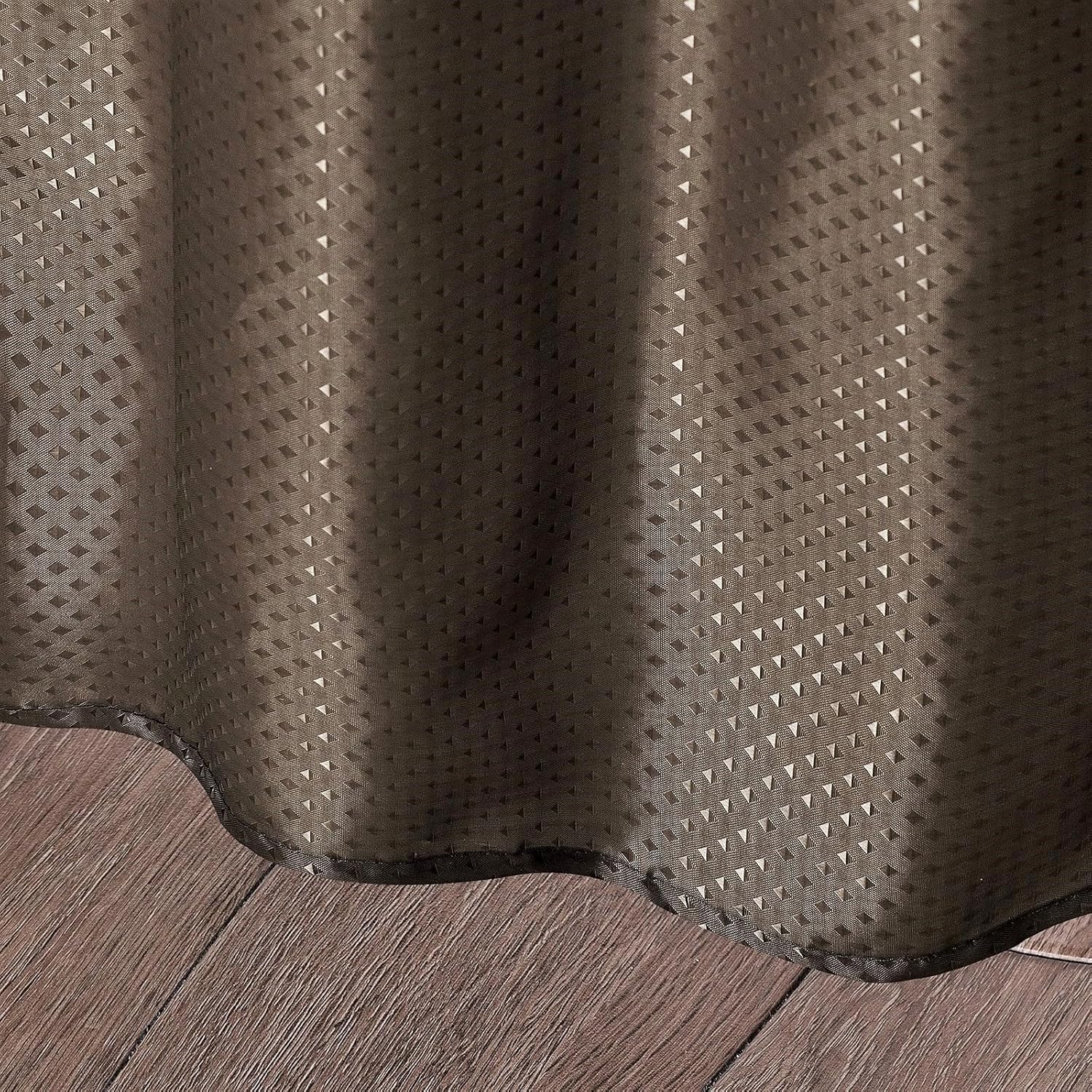 Decorator Table Skirt Ruffled Fabric Diamond Pattern Hook-and-Loop, Wedding Trade Baby Event Buffet, 13 Feet x 30 Inches, Brown
