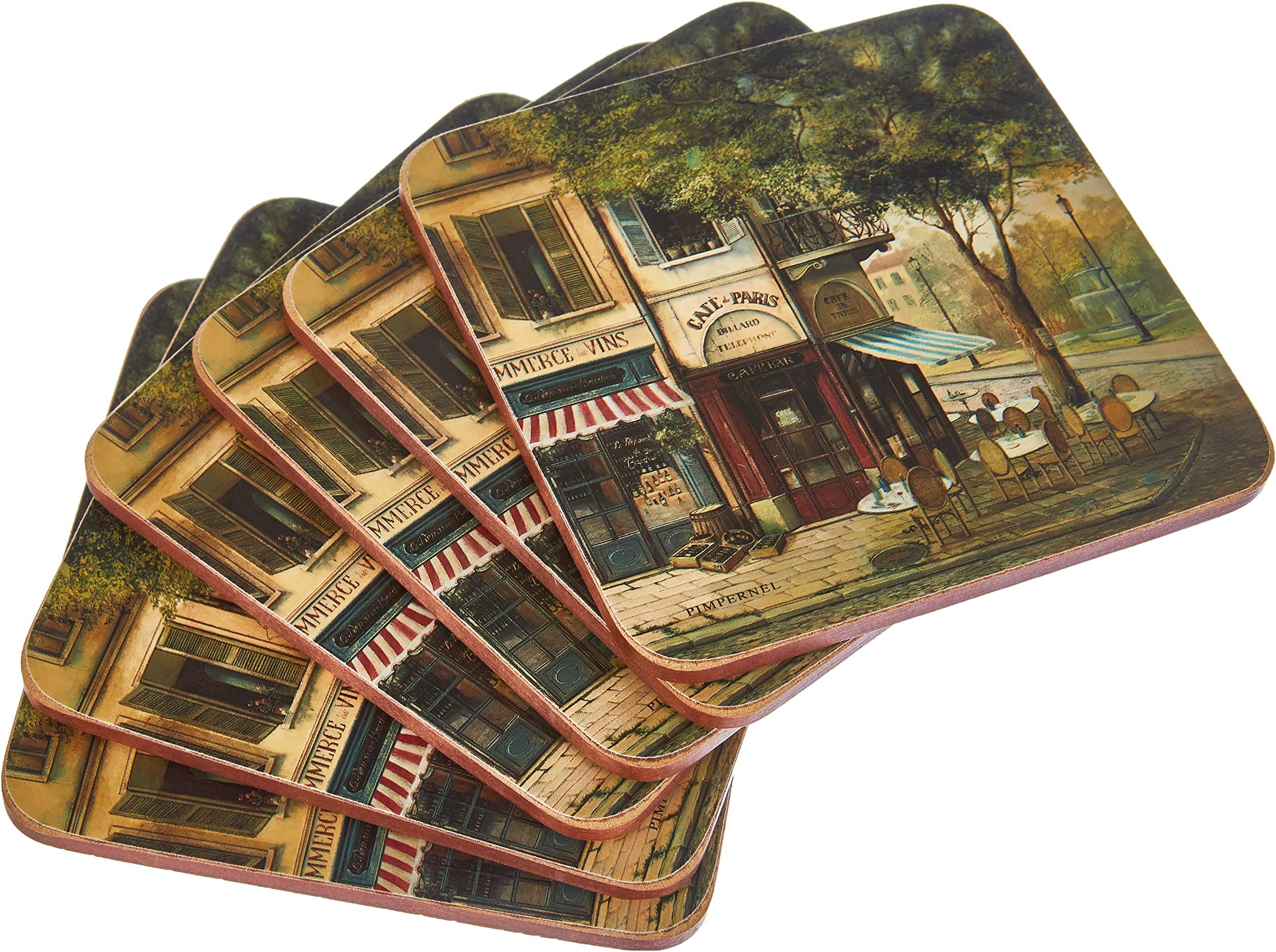 Set of 6 Coasters - Artistic Parisian Scene - Cork Backed - Statement Coasters for the Home