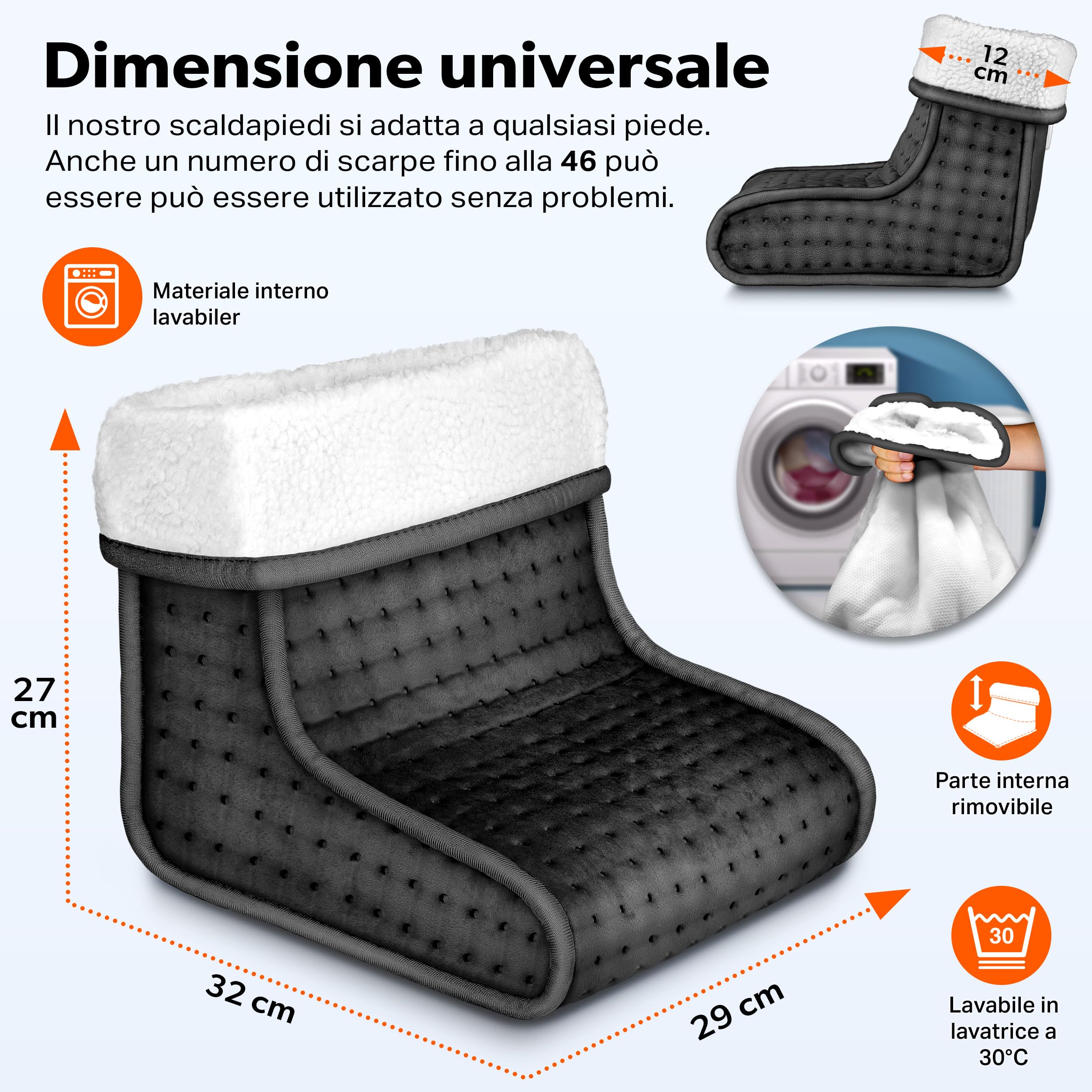 sinnlein Scaldapiedi Anthracite | Riscaldamento Elettrico dei Piedi | 6 Livelli di Temperatura | Pantofole Riscaldante da Piedi | Spegnimento Automatico | Protezione da Surriscaldamento