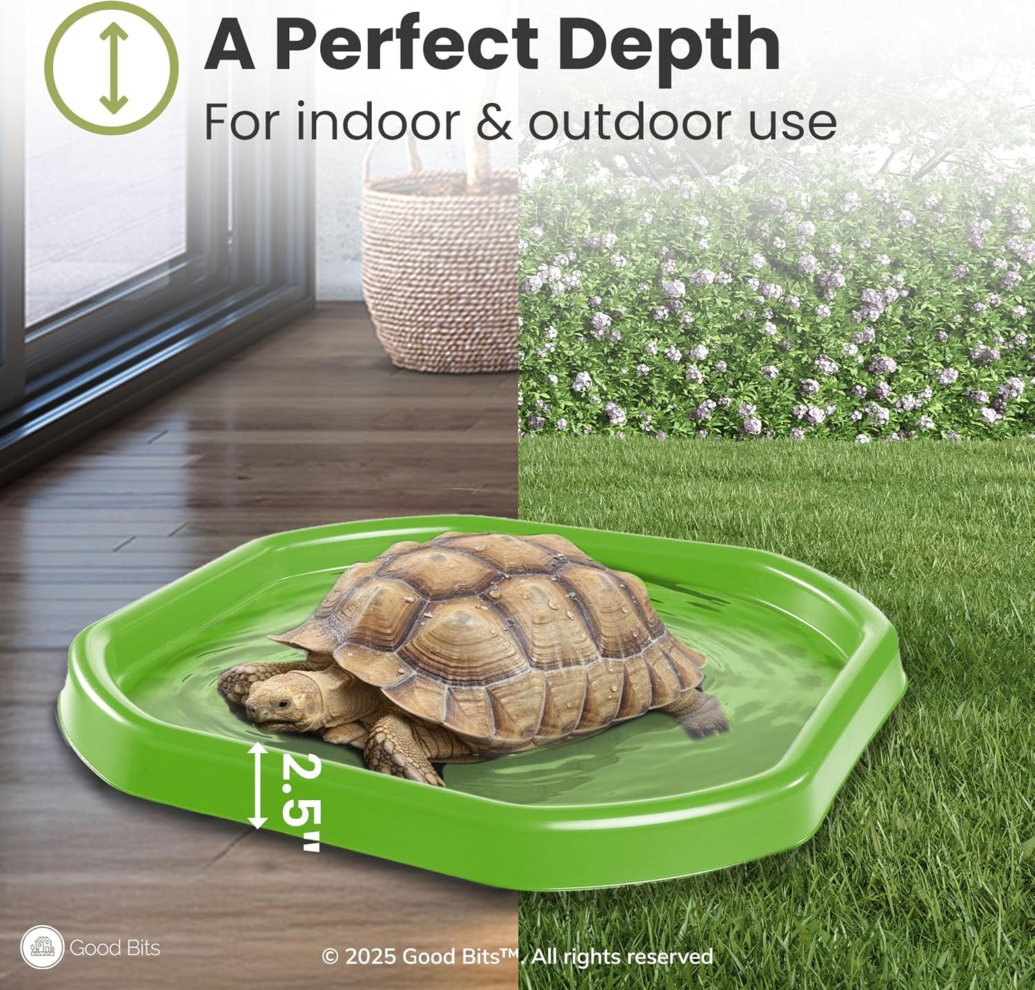 Reptile Tray (28"x28") Bathing Pool basking Platform for Aquatic Turtle Bearded Dragon Lizard Gecko Frog, Plastic Outdoor Water Shallow Bowl Green Medium