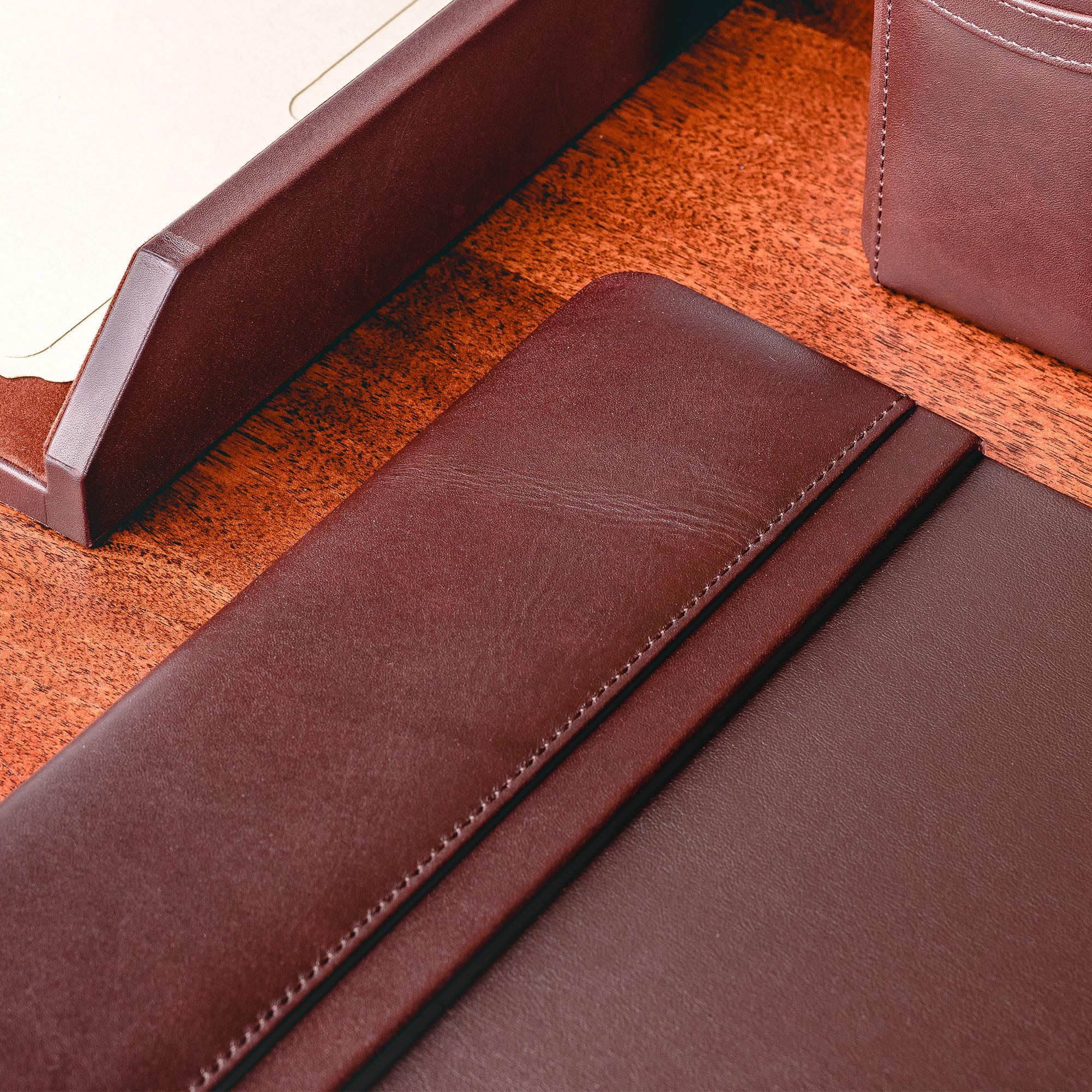 YSAGi Large PU Leather Desk Pad Protector - 47.2"x23.6" Mouse Mat & Writing Surface, Non-Slip (Dark Green) - View #6