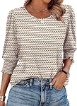 WIHOLL Blouses pour les femmes Robe décontractée 3/4 Longueur Manches Femmes Tops avec Cuffs à la moche