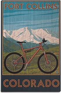 Fort Collins, Colorado, Mountain Bike Birch Wood Wall Sign (12x18 Rustic Home Decor, Ready to Hang Art)