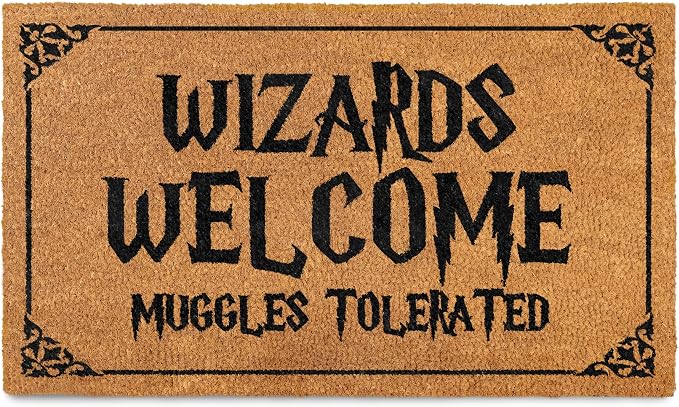 MAINEVENT Wizards Welcome Tolerated Potter Door Mat 30x17 Inch, Potter Doormat, Potter Welcome Mat Outdoor Decor, Funny Nerd Gift, Nerd Mat, Geek Decor, Nerdy Decor, Geek Door Mat