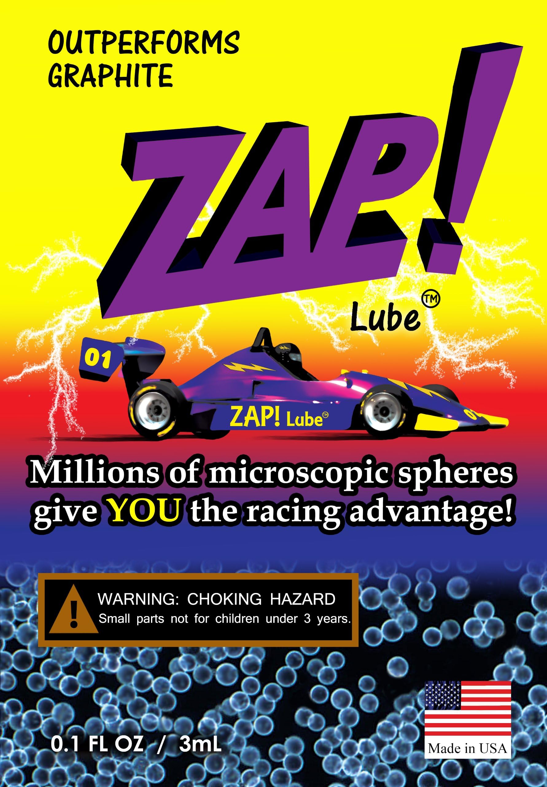 Zap! Lube(TM) Micro-sphere Lubricant - An Outstanding Lubricant for Your Cub Scout Pinewood Derby, Awana Race, or YMCA Cars (Graphite Free!)