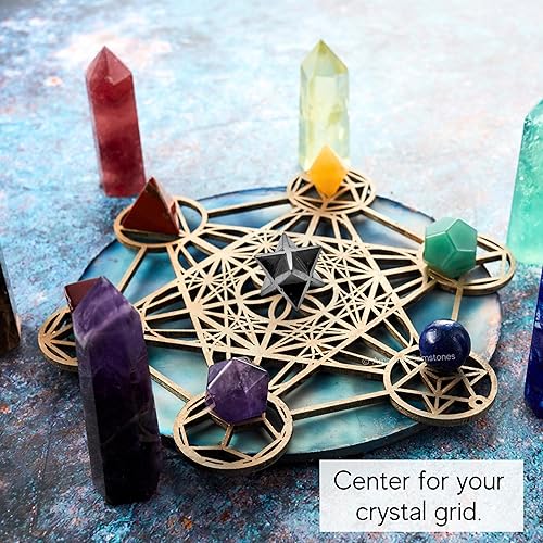 Miniatura 52 de Amazing Gemstone Larvikite Merkaba Crystal – Estrella de Merkaba metafísica de 1 pulgada para meditación – Cristal tetraedro energético y piedras