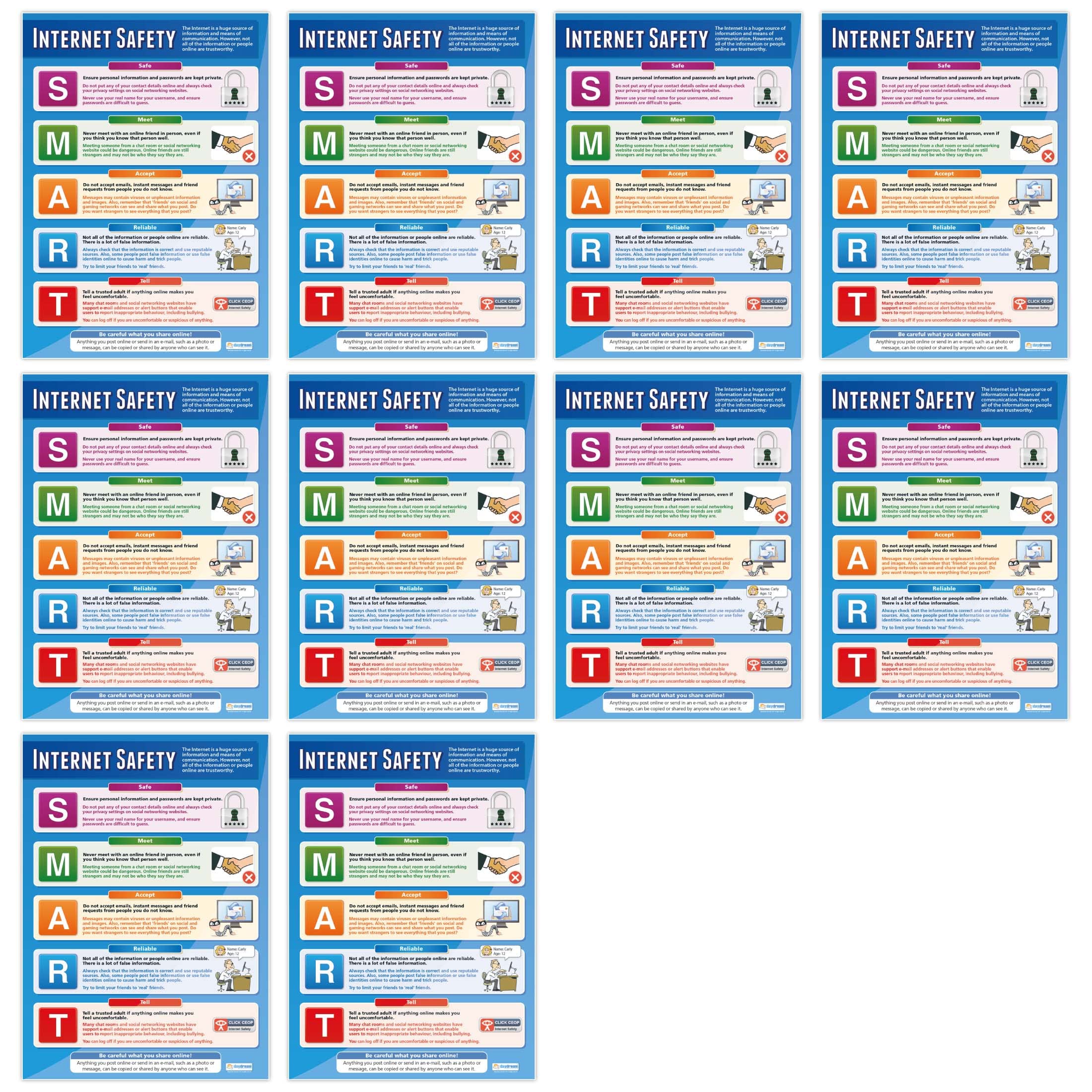 Internet Safety (Secondary) Posters – Pack of 10 | Online Safety Posters | Laminated Gloss Paper measuring 850mm x 594mm (A1) | Internet Safety Class Posters | Education Charts by Daydream Education
