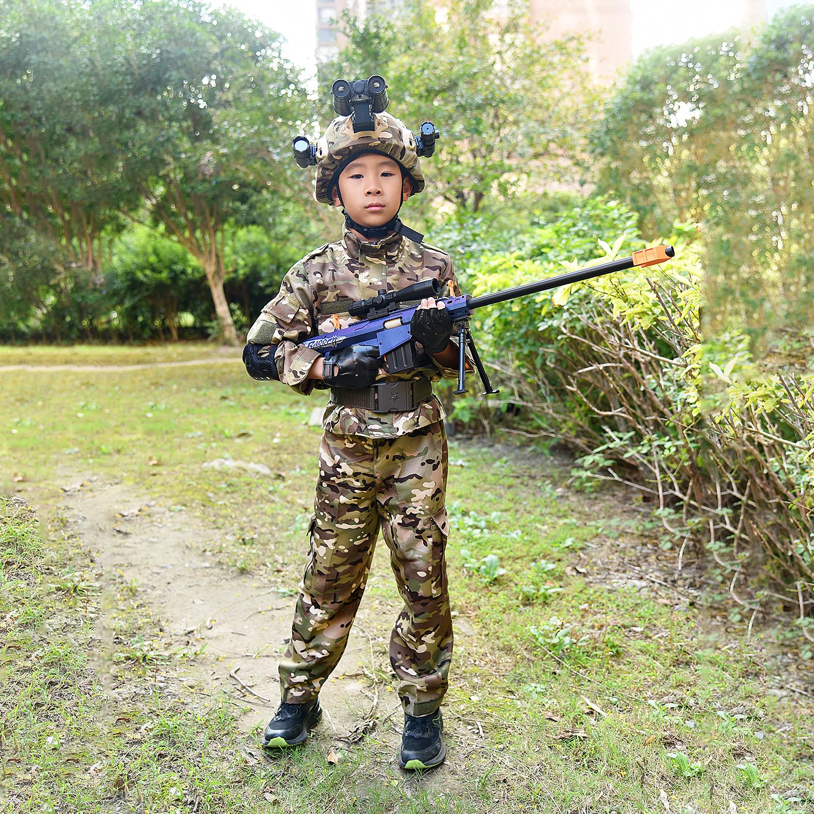 Lanzagranadas Barrett 98k Soft-Head de juguete para niños | Modelo realista con munición Soft-Head | Incluye 10 granadas | Edad 3+ (Violeta)