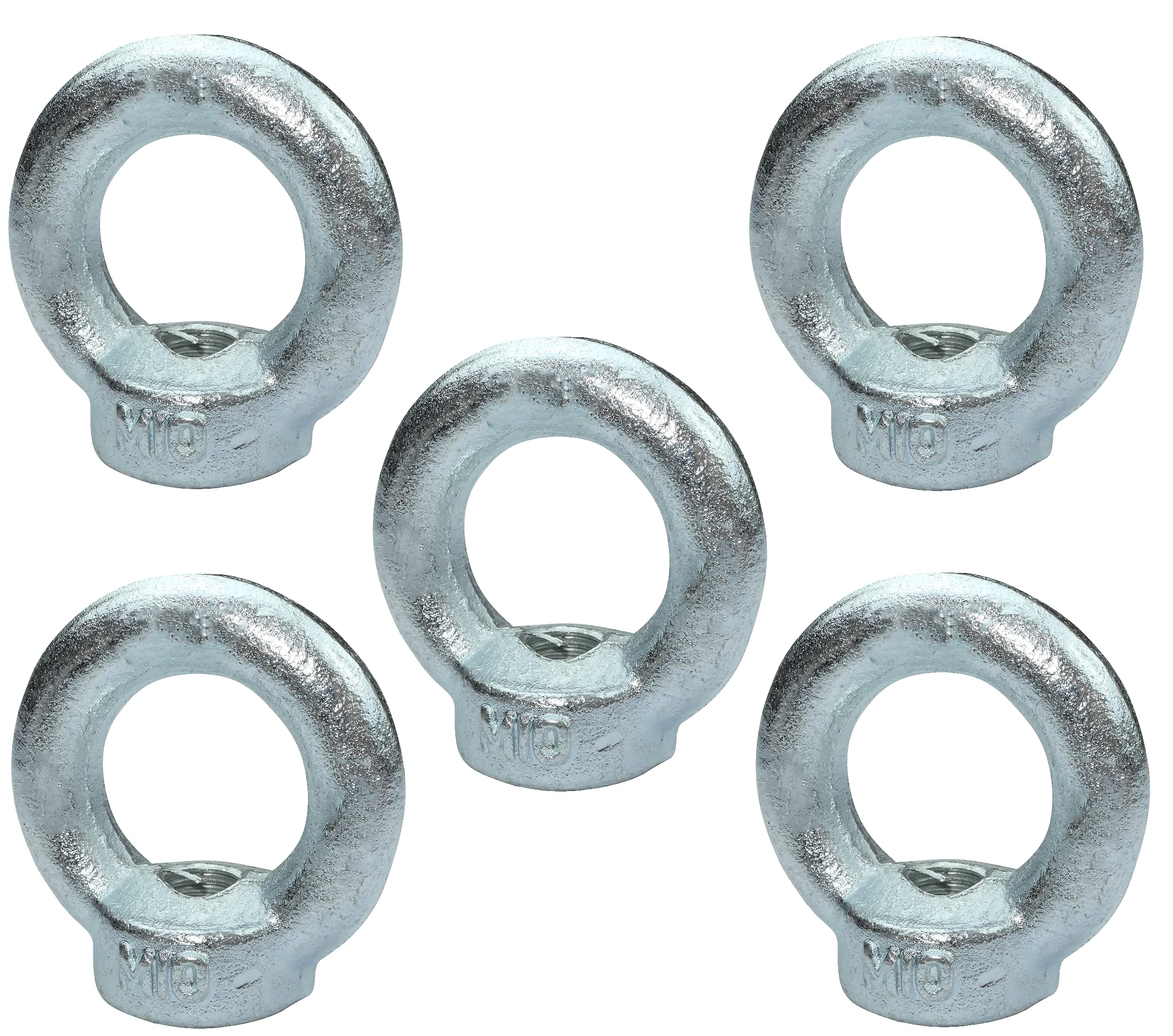 AERZETIX - C49728 - Satz von 5 - Ringmutter - M10 - Ring Kranösen - verzinkter Stahl - Metrisches Gewinde - 230kg - Farbe Silber