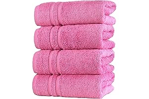 Hawmam Linen 4 Pack Turkish Cotton Hot Pink Hand Towels: Premium Quality, Soft and Absorbent