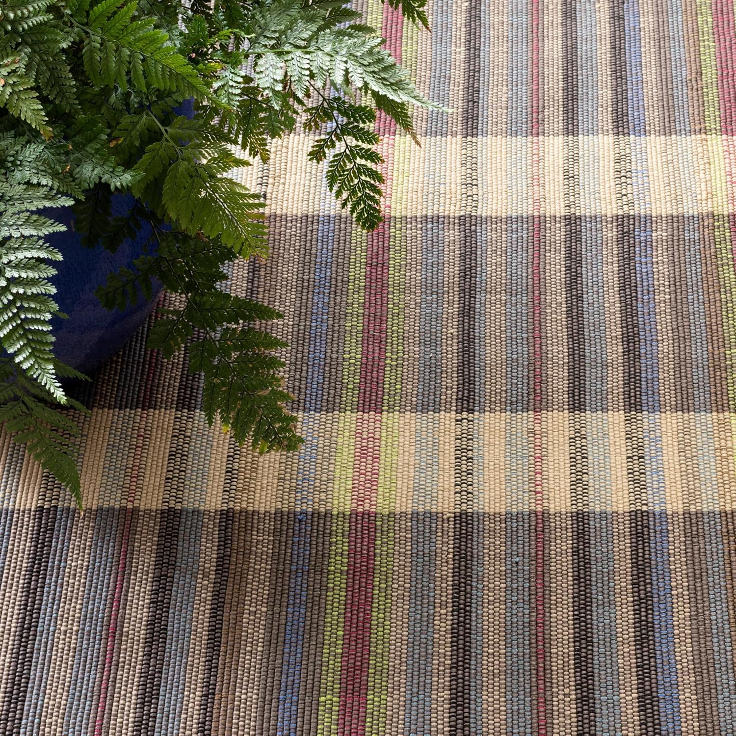 Dash & Albert Swedish Rag Handwoven Indoor/Outdoor Rug, 2 X 3 Feet, Blue Plaid Pattern