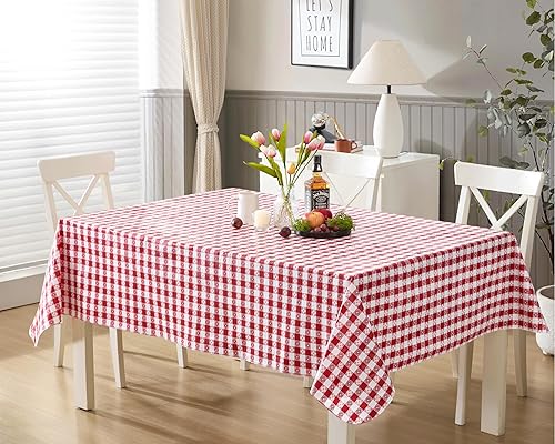 Newbridge Bistro Tavern Check - Mantel de vinilo con parte trasera de franela  Mantel de vinilo para interiores y exteriores  60 x 120 pulgadas