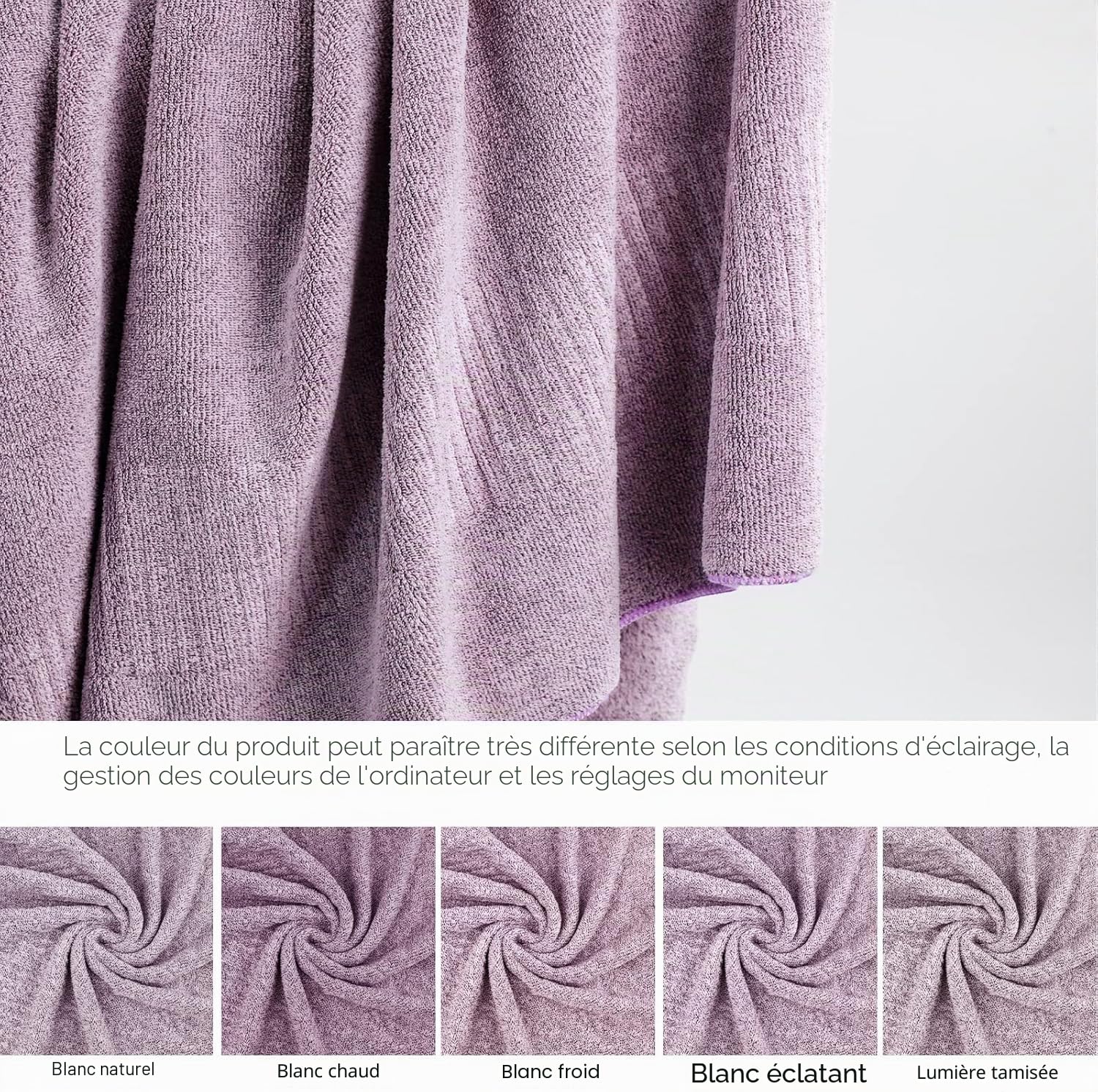 SEISSO 2 Serviettes de Bain Bambou 88.9x160 cm Grand Format, Extra Douces, Haute Absorption, Séchage Rapide, Couleur Violette XXL
