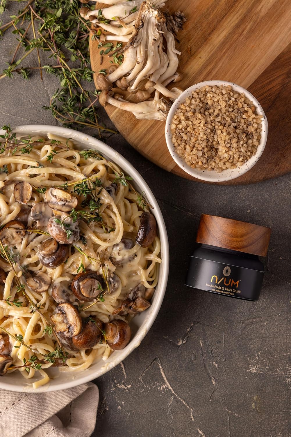 N/UM - Smoked Salt & Black Truffle - Handcrafted with African Beechwood Smoked Kalahari Salt and Real Black Truffle. Perfect for Steaks, Pasta, Eggs & Vegetables | 4.9 oz