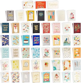 Hallmark All Occasion Boxed Set of Assorted Blank Greeting Cards with Card Organizer (Pack of 100)Birthday, Thank You, Congratulations, Wedding, Baby, Thinking of You, Sympathy