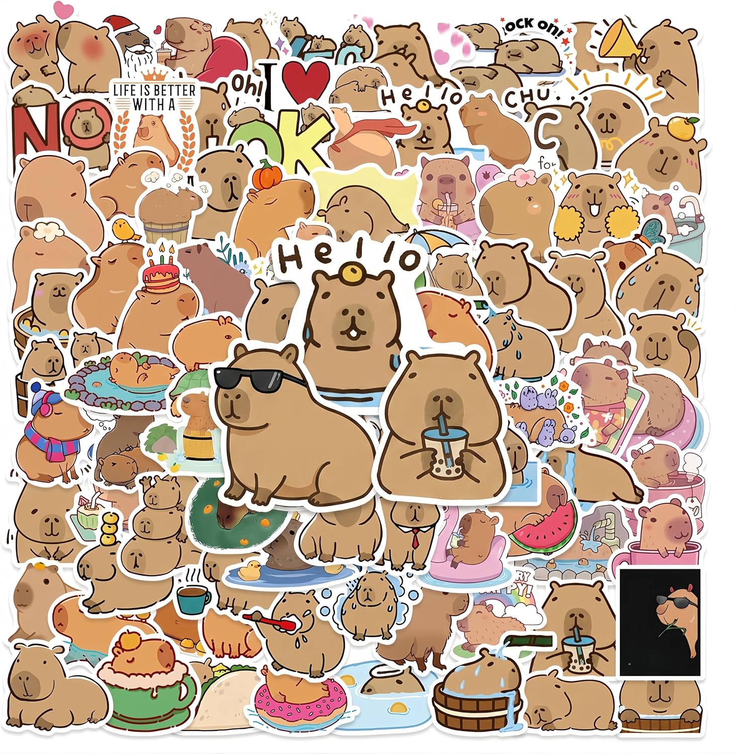 100Pcs Kawaii Stickers, Cute Cartoon Animal Sticker | Waterproof, Aesthetics